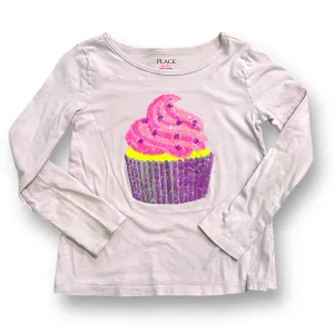 Girls Children's Place Size 7/8 Light Purple Sequin Cupcake Shirt