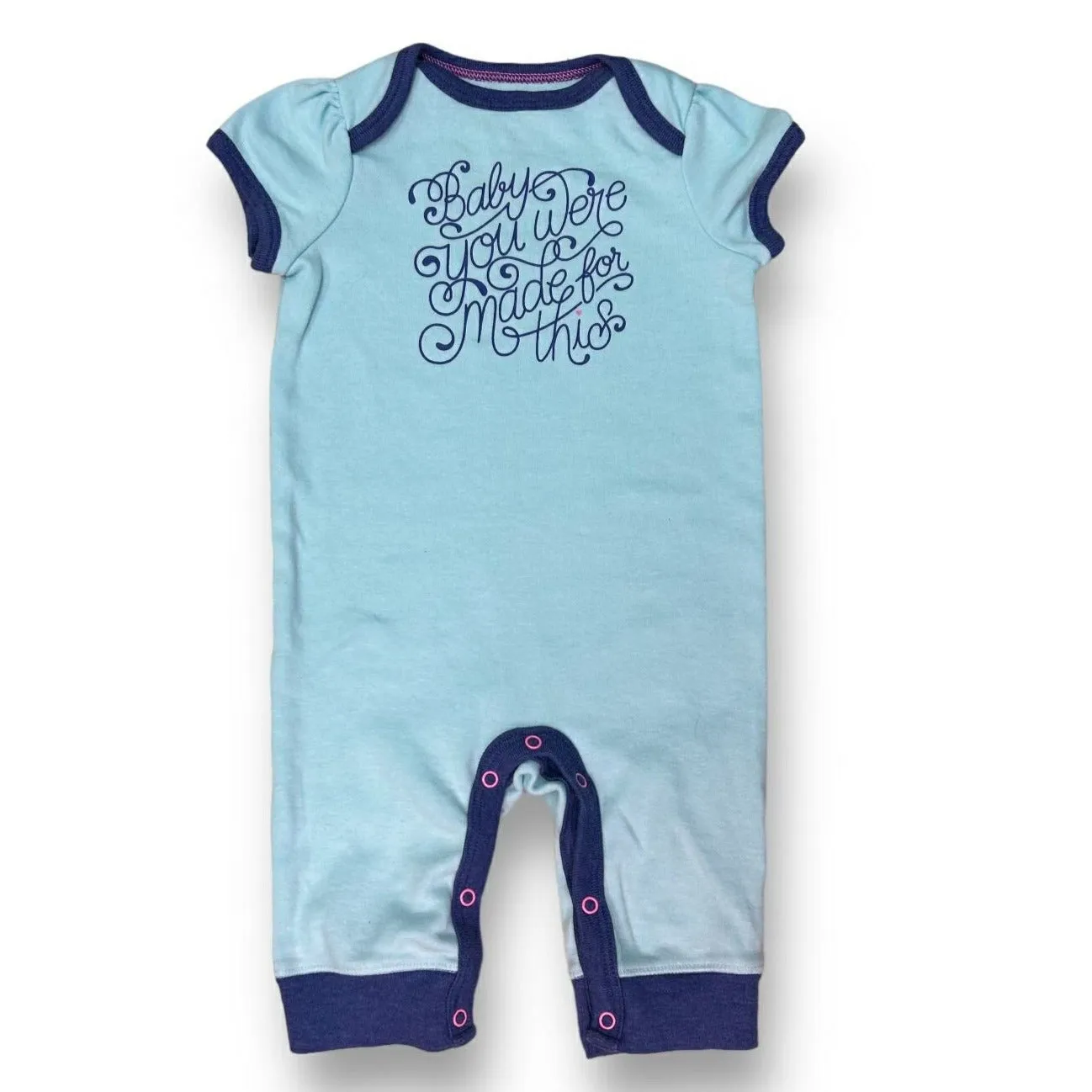 Girls Cloud Island Size 0-3 Months Blue Snap Leg One-Piece