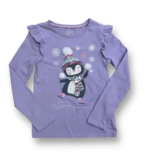 Girls Cynthia Rowley Size 10/12 Purple Penguin Sequins & Poms Top