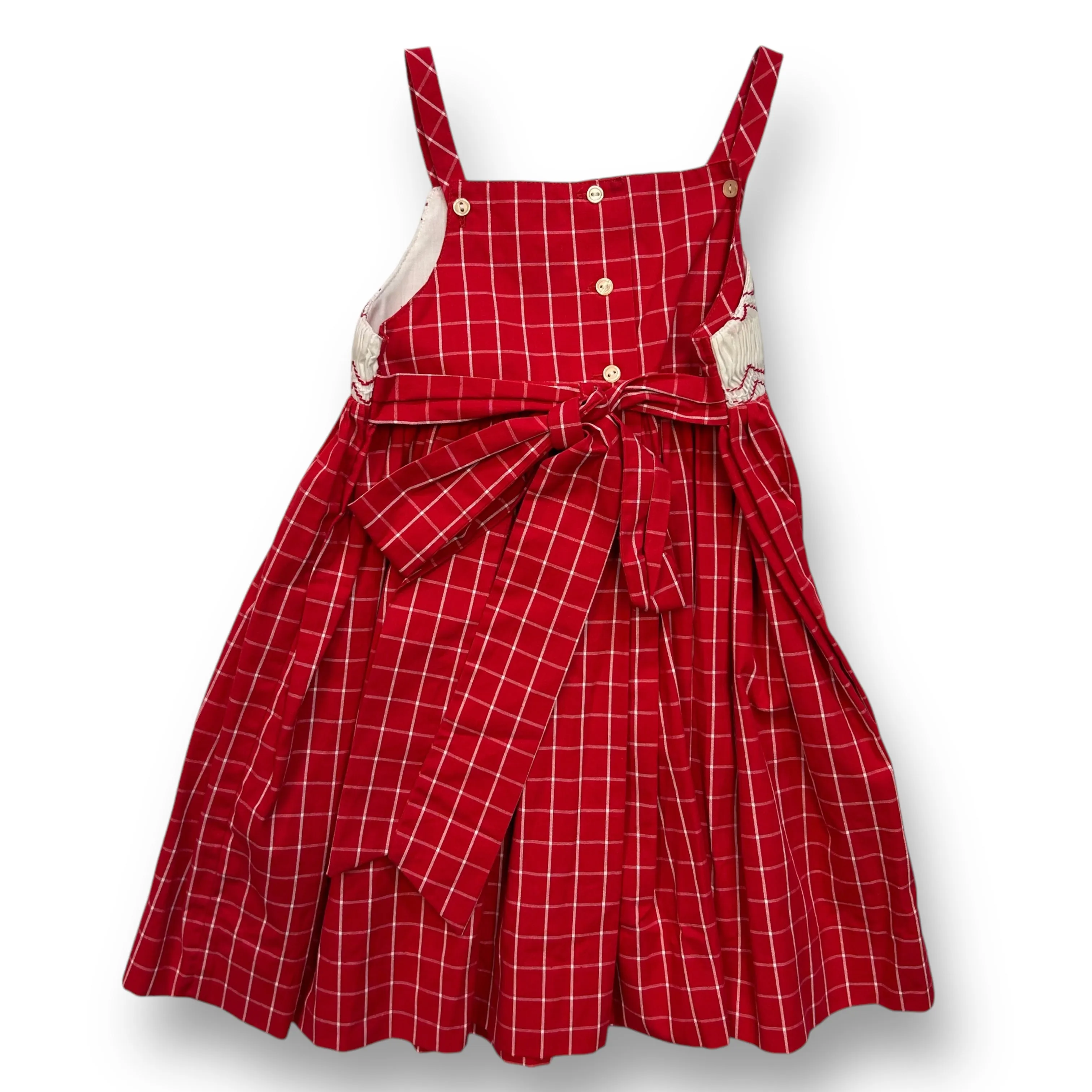 Girls Cyrillus Size 18 Months Red Plaid Smocked Boutique Sun Dress