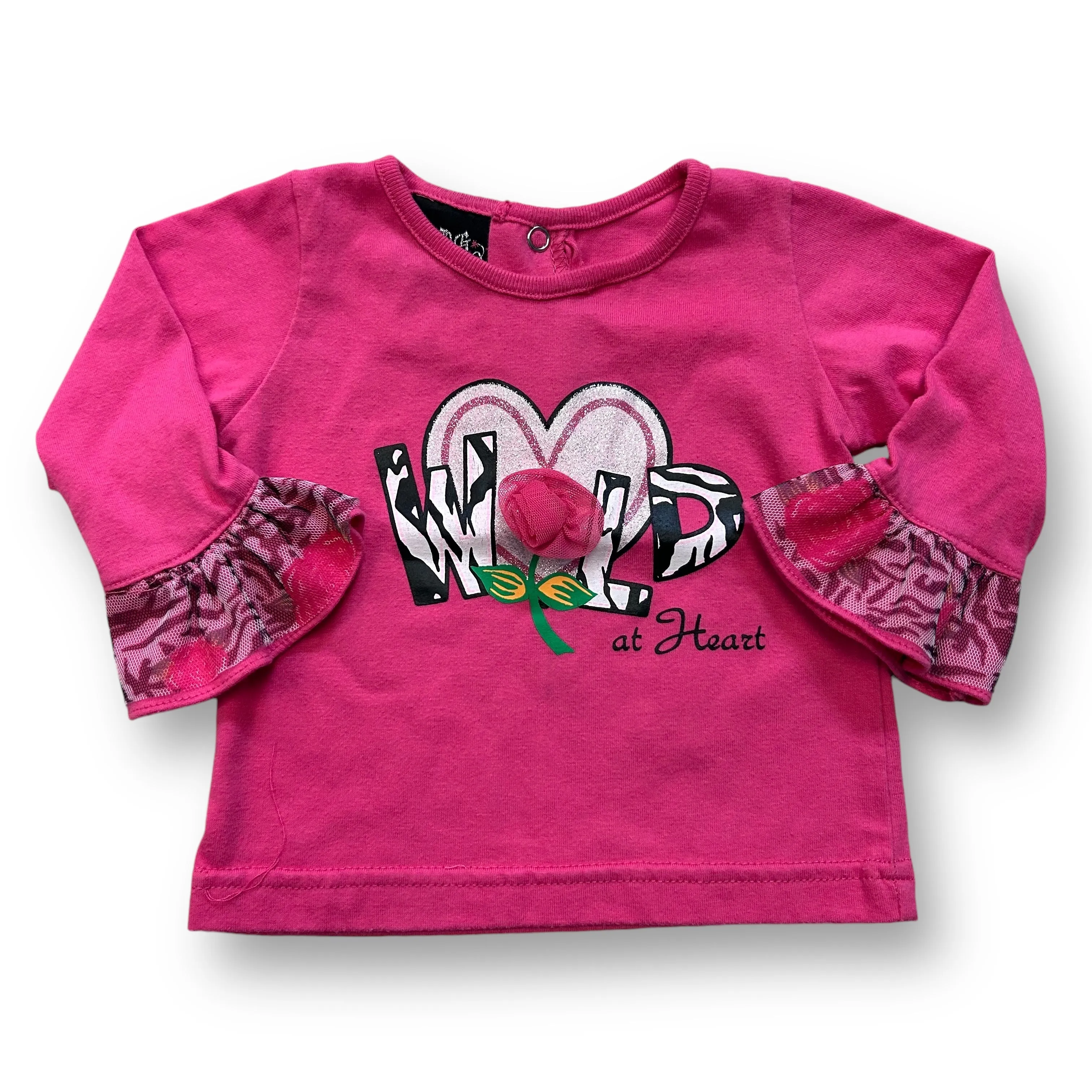 Girls DDG Darlings Size 12 Months Pink 'Wild at Heart' Long Sleeve Shirt