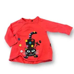 Girls Deux Par Deux Size 6 Months Red Kitties Long Sleeve Shirt