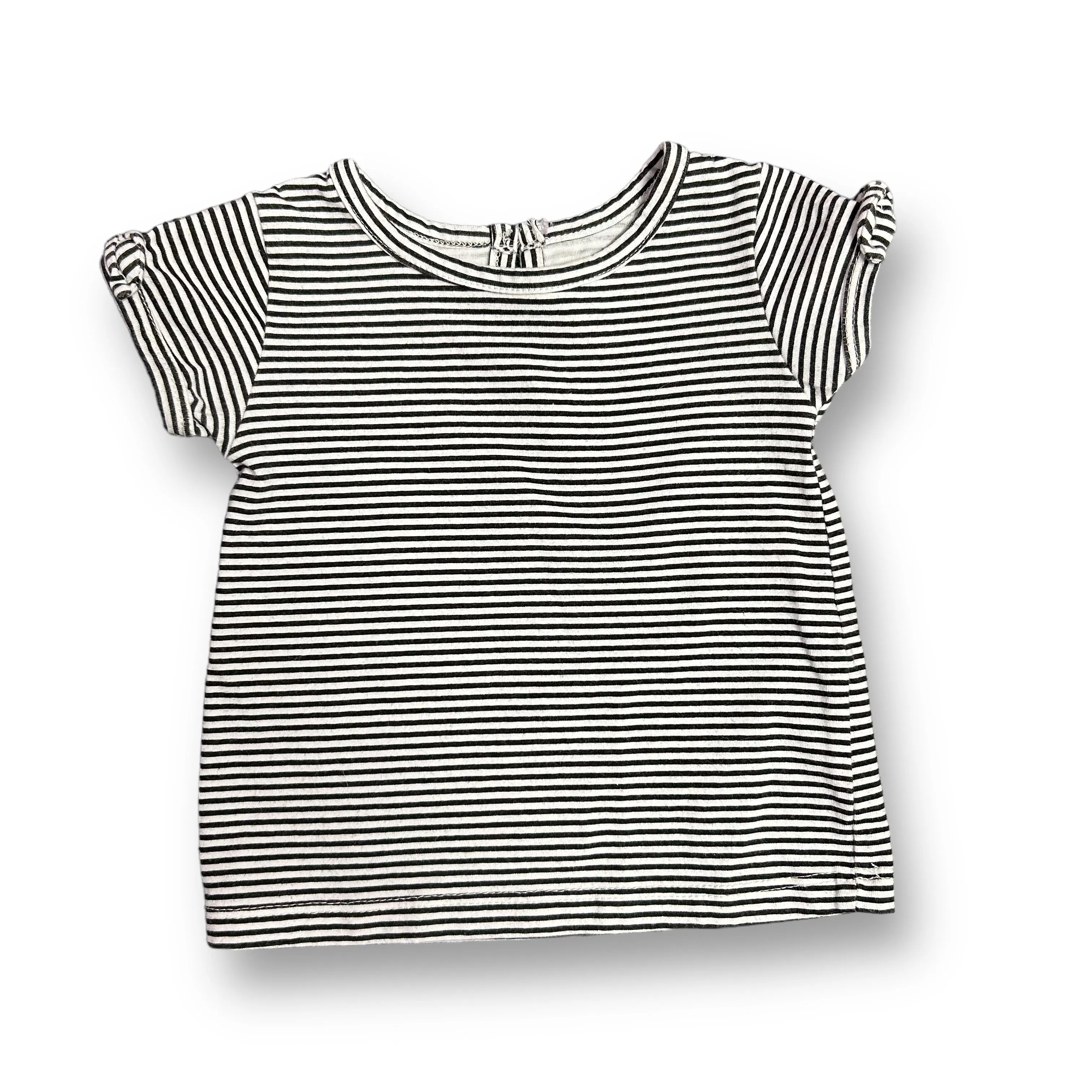 Girls Disney Baby Size 6-9 Months White & Blue Striped Short Sleeve Shirt