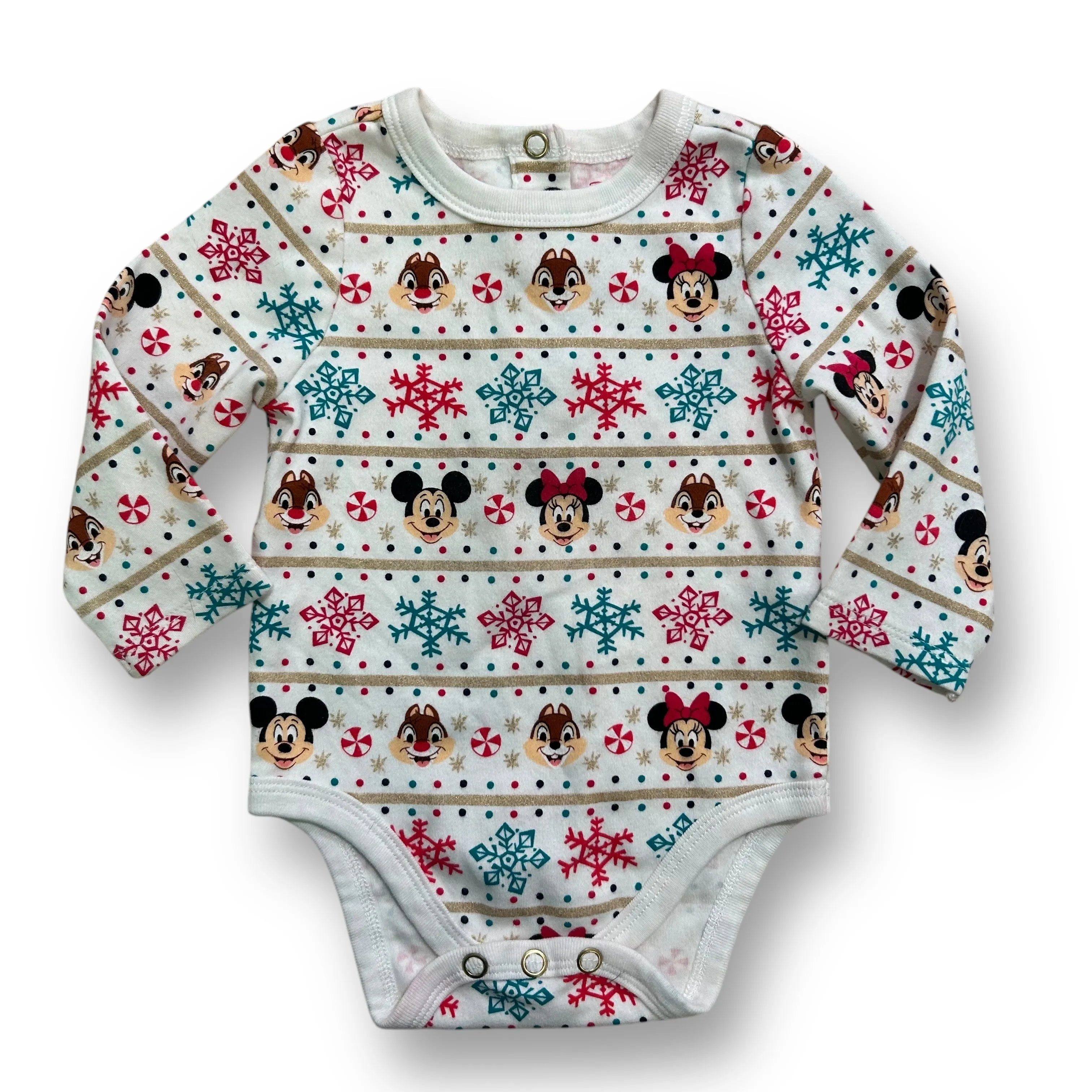 Girls Disney Baby Size 9-12 Months Minnie & Friends Christmas Bodysuit
