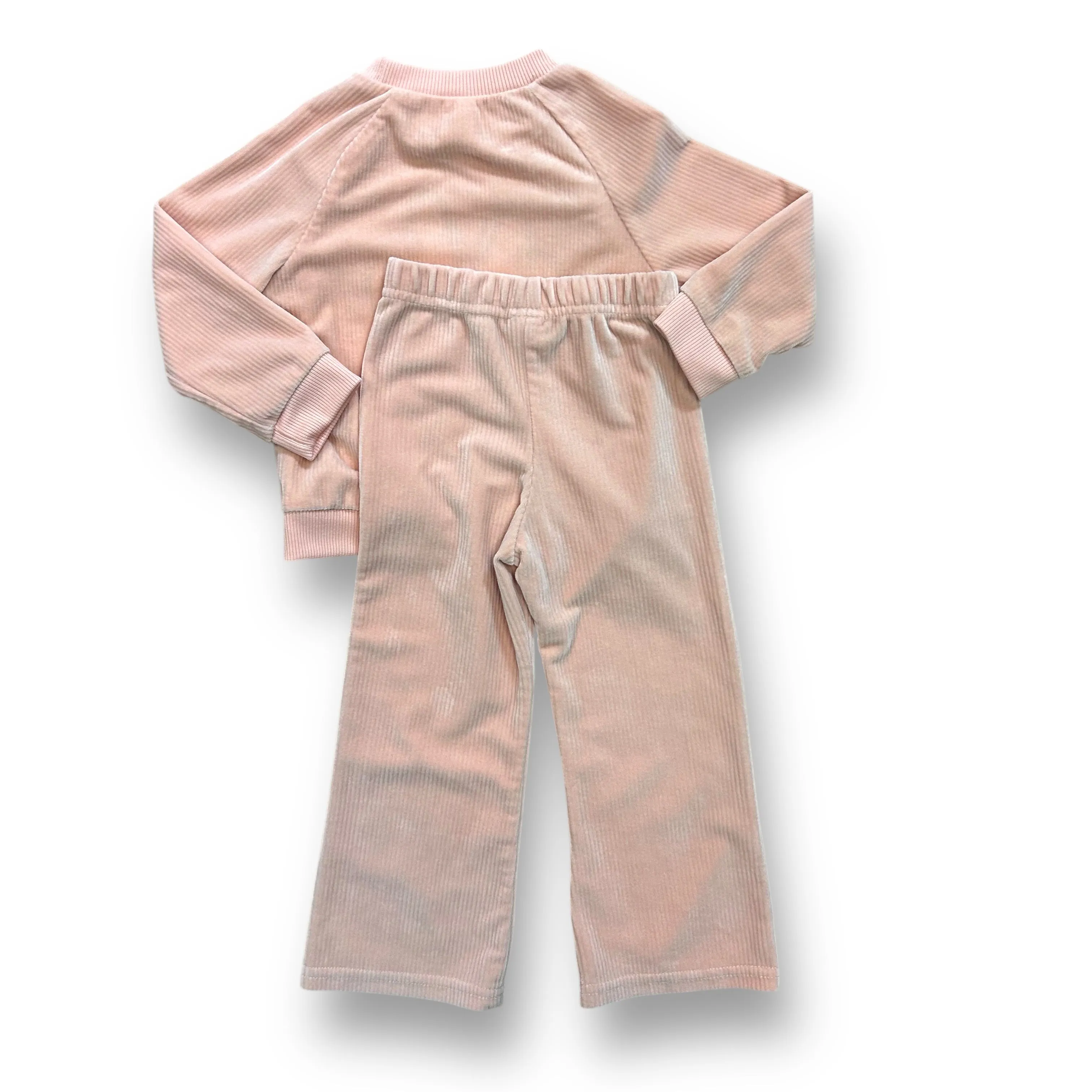 Girls Disney Size 24 Months Peach Ribbed Velour 2-Pc Minnie Mouse Oufit
