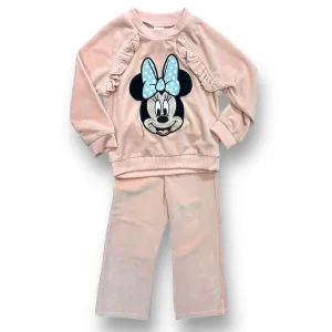 Girls Disney Size 24 Months Peach Ribbed Velour 2-Pc Minnie Mouse Oufit
