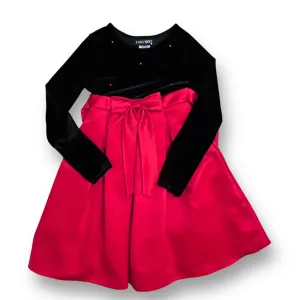 Girls Emily West Size 10 Silky Red & Black Velvet Christmas Dress