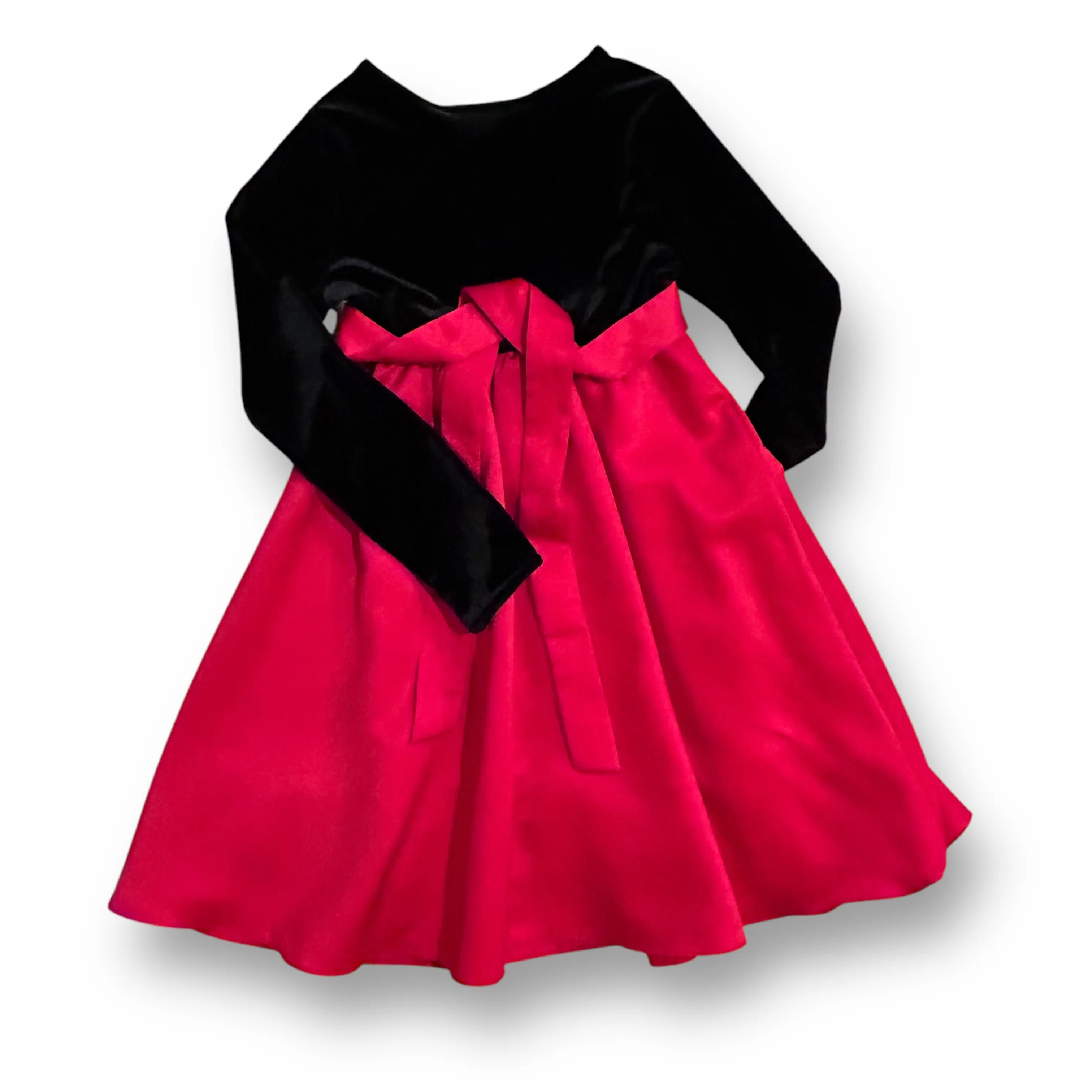 Girls Emily West Size 10 Silky Red & Black Velvet Christmas Dress