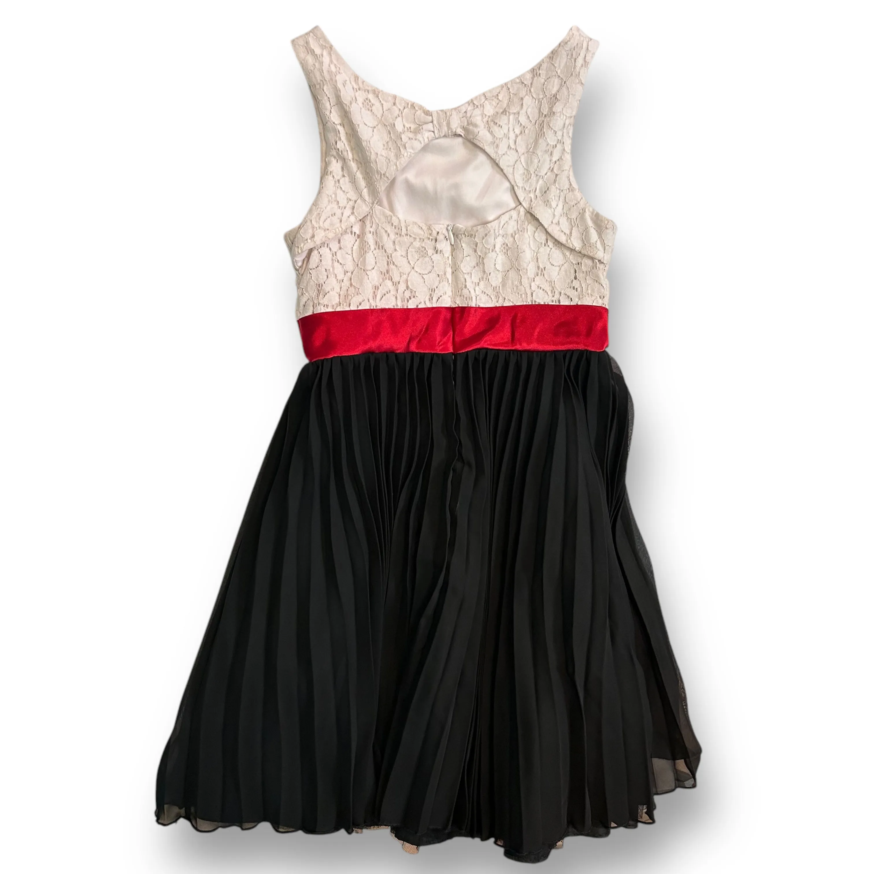 Girls Emily West Size 12 Black & White Pleated Sleeveless Formal Dress