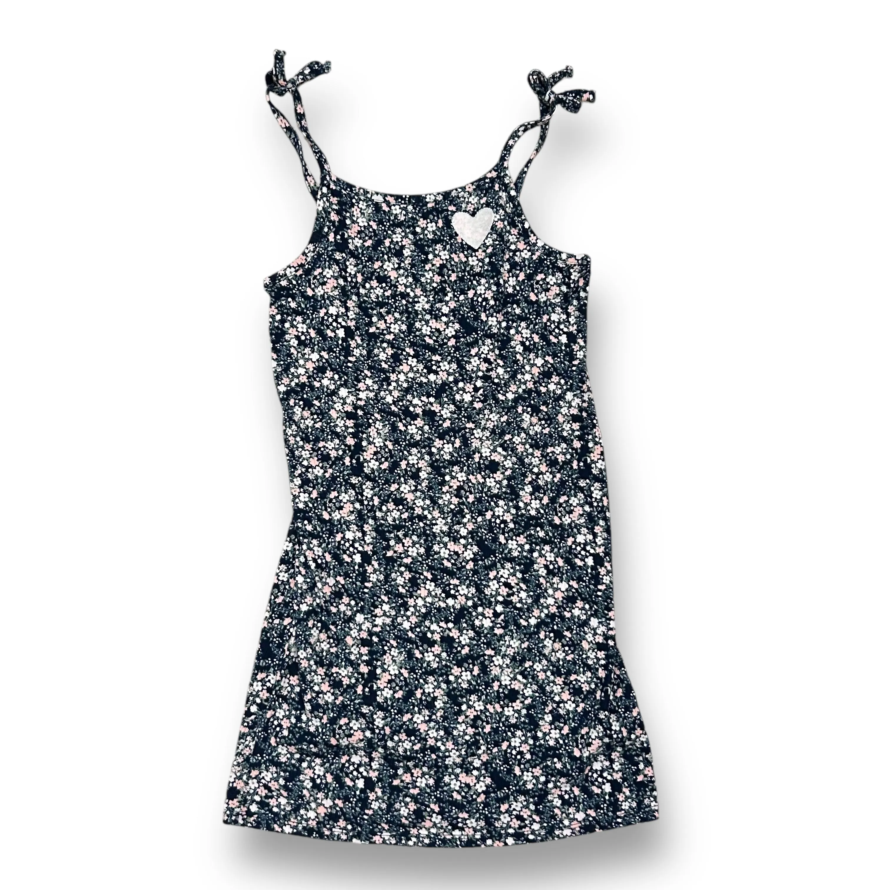 Girls Epic Threads Size 7/8 M Ribbed Navy Floral Spaghetti Strap Dress