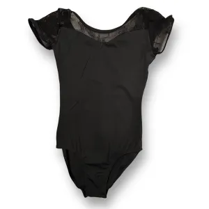 Girls Fashion Classic Clothing Size S Black Short Sleeve Lace Dance Leotard
