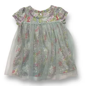Girls Gap Size 12-18 Months Aqua Floral Print Short Sleeve Tulle Dress