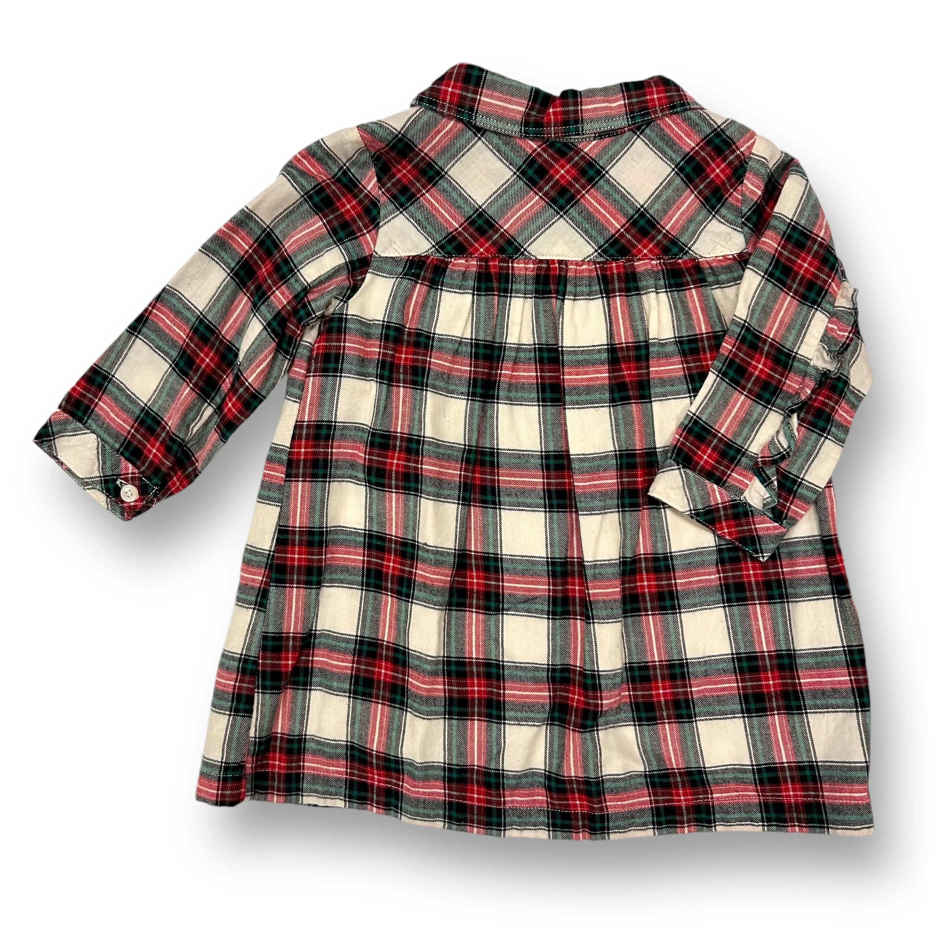 Girls Gap Size 18-24 Months Red & Green Plaid Long Sleeve Button Down Dress