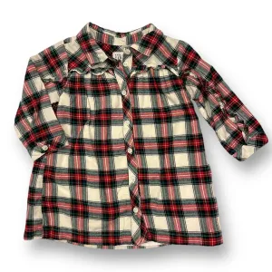 Girls Gap Size 18-24 Months Red & Green Plaid Long Sleeve Button Down Dress