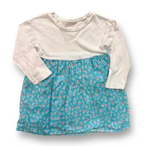 Girls Gap Size 18-24 Months Teal & White Floral Print Long Sleeve Dress