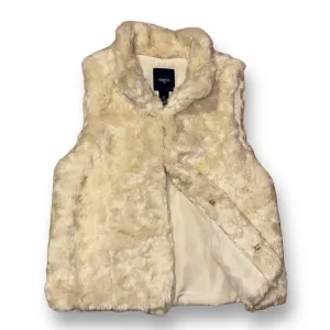 Girls Gap Size 6/7 S Ivory Silky-Lined Faux Fur Vest