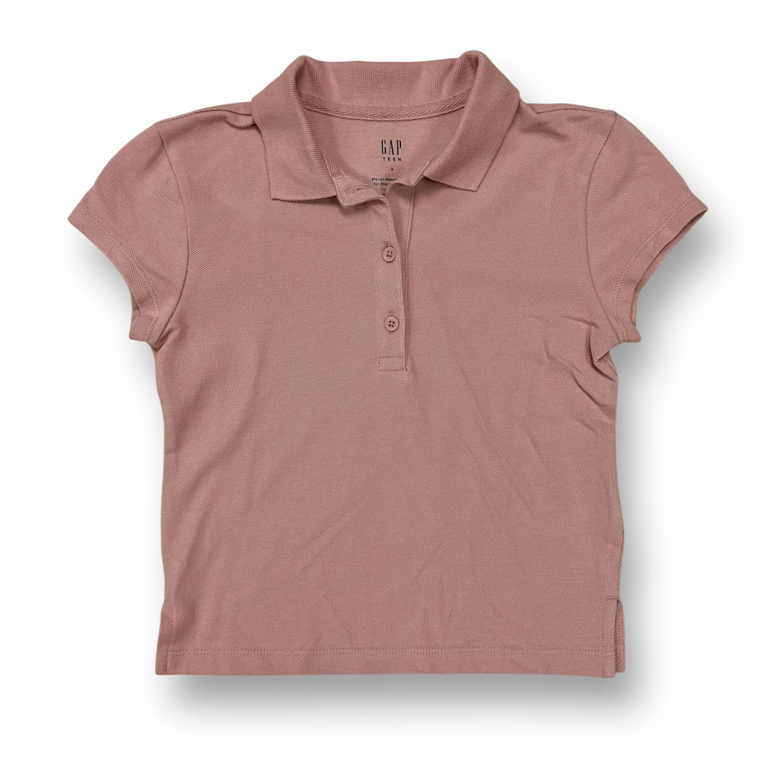 Girls Gap Size 8 Pink Blush Short Sleeve Cropped Polo Shirt