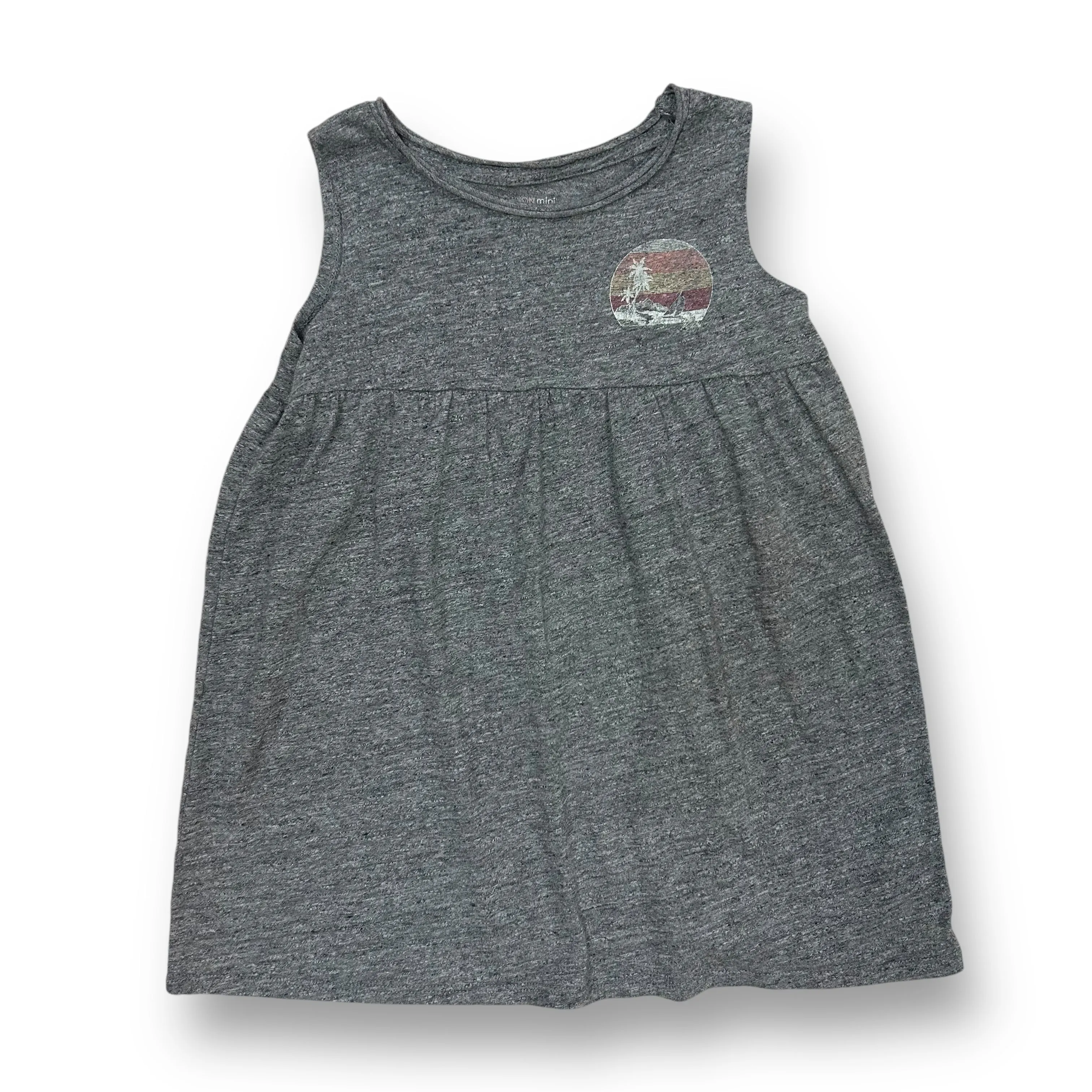 Girls Grayson Mini Size 5T Gray Palm Trees Sleeveless Dress
