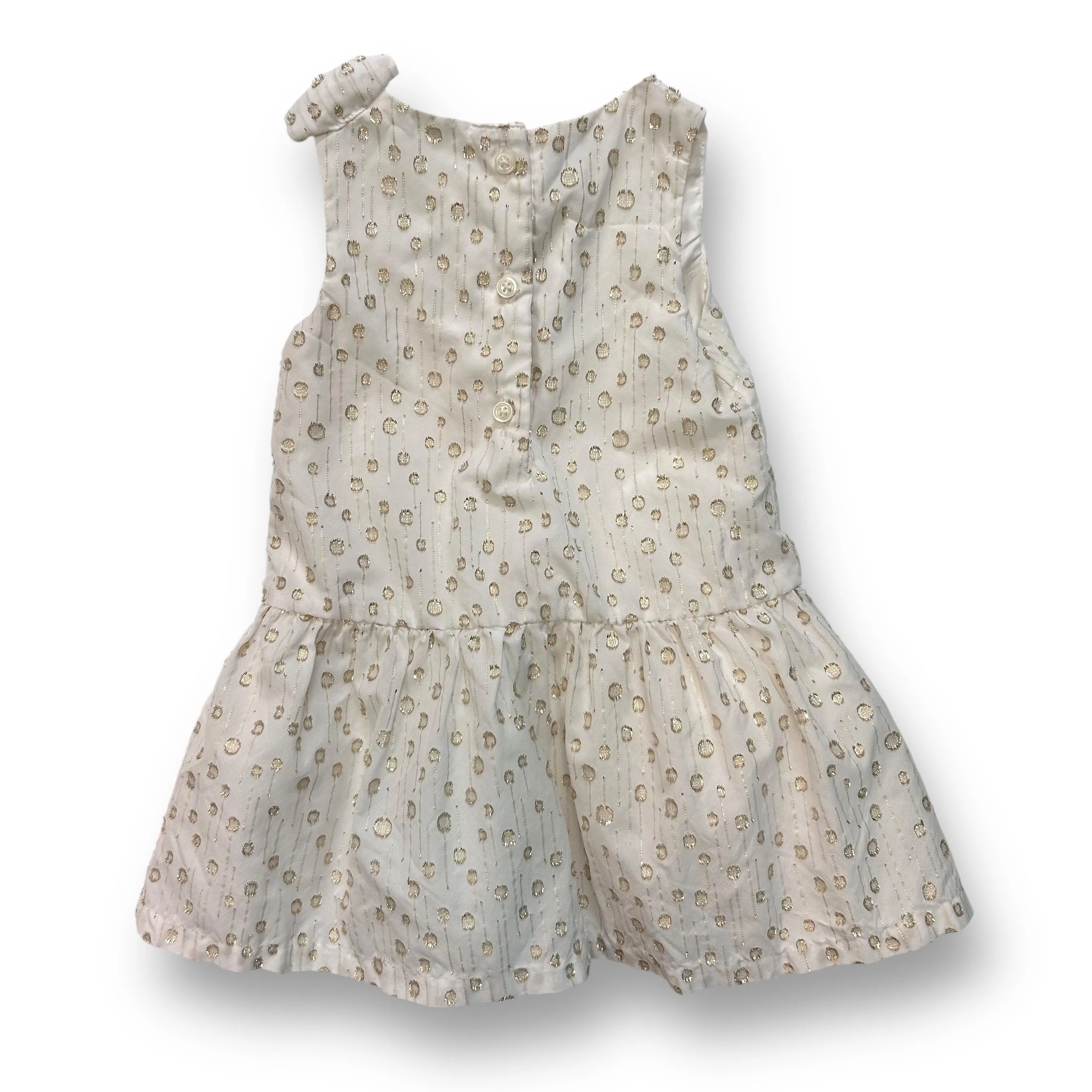 Girls Gymboree Size 12-18 Months Ivory & Gold Sleeveless Dress