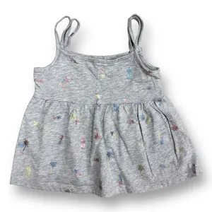 Girls Gymboree Size 2T Gray Metallic Print Spaghetti Strap Tank Top