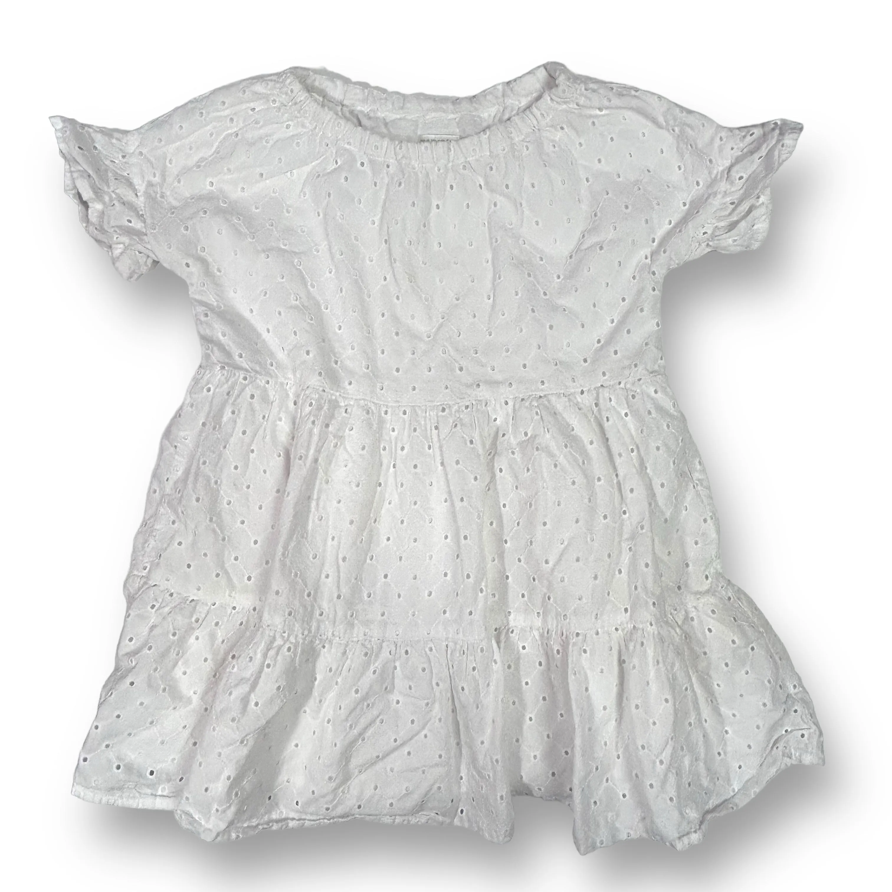 Girls Gymboree Size 3 White Eyelet 100% Cotton Summer Dress