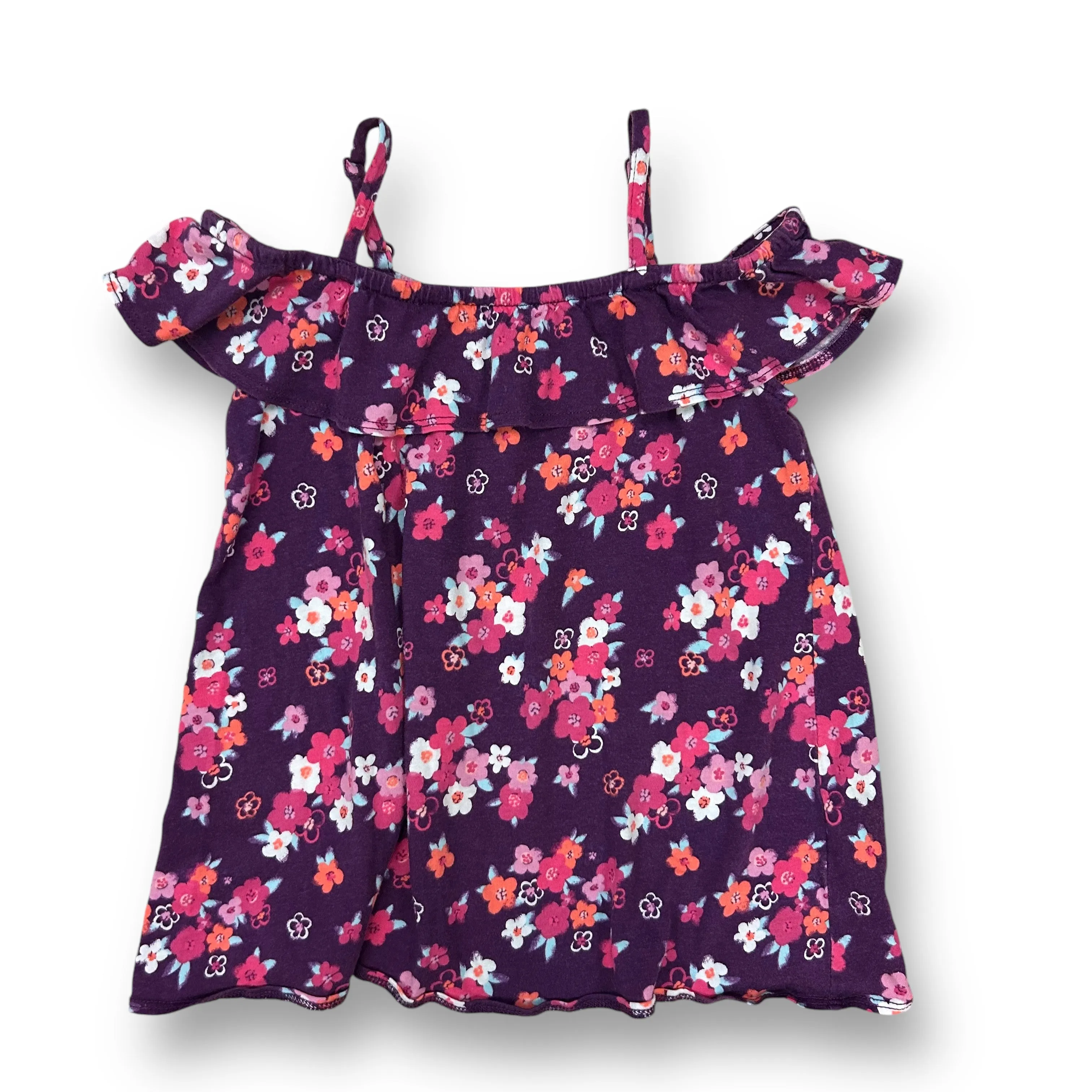 Girls Gymboree Size 6 Purple Floral Print Cold Shoulder Top