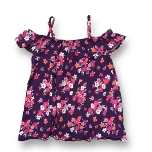 Girls Gymboree Size 6 Purple Floral Print Cold Shoulder Top