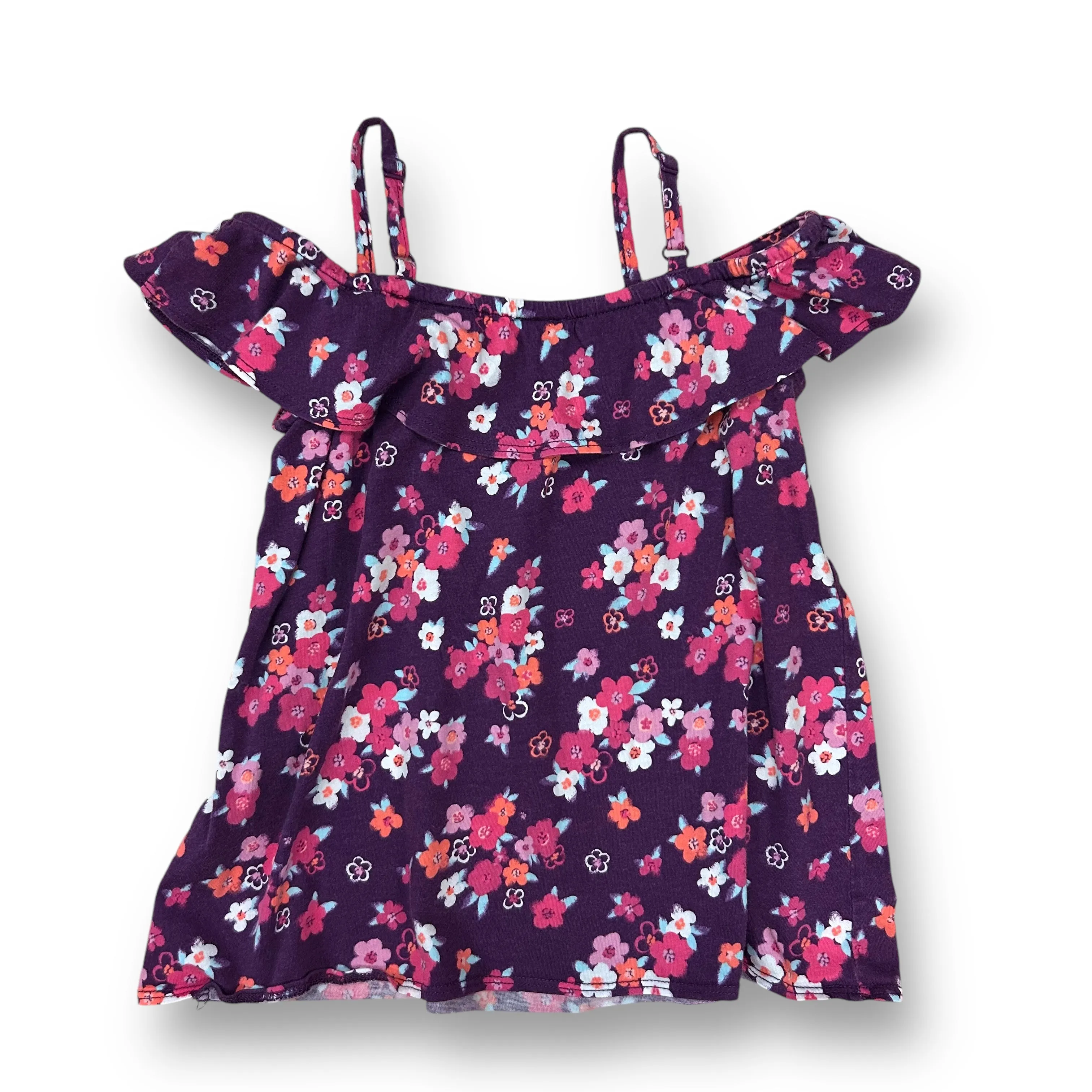 Girls Gymboree Size 6 Purple Floral Print Cold Shoulder Top