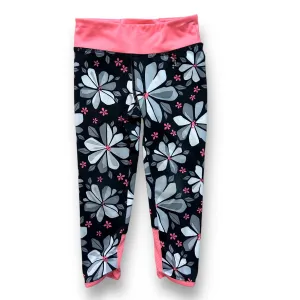 Girls gymGO Size 3/4 XS Pink & Black Floral Athletic Leggings