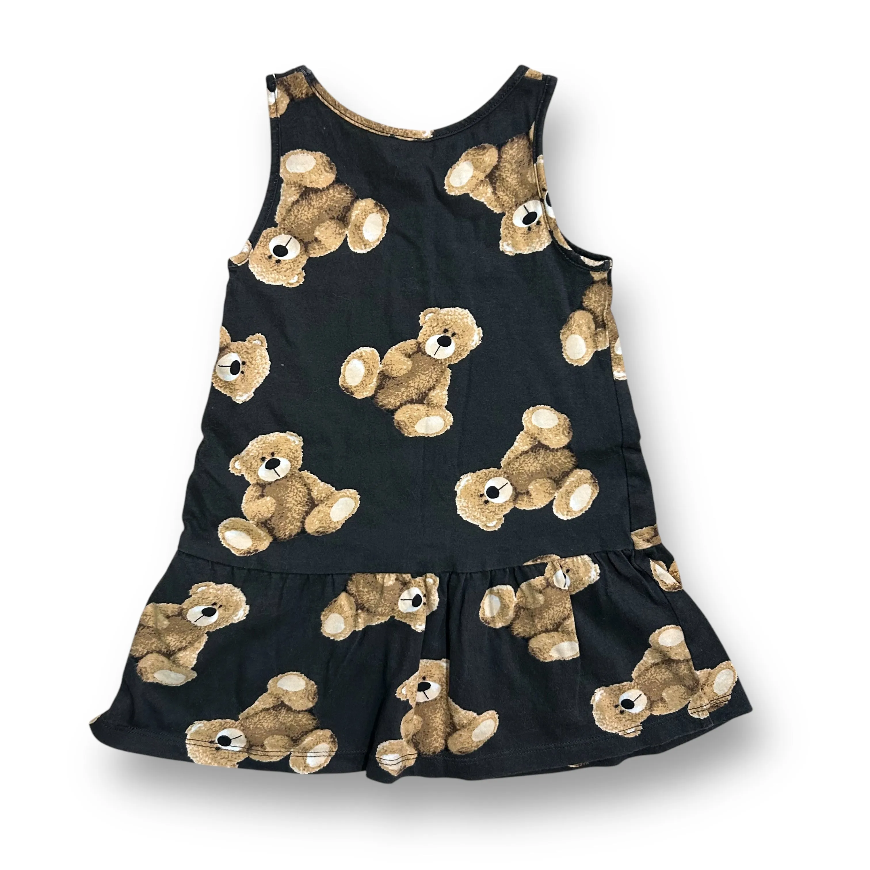 Girls H&M Size 2T Black Teddy Bear Print Sleeveless Sun Dress