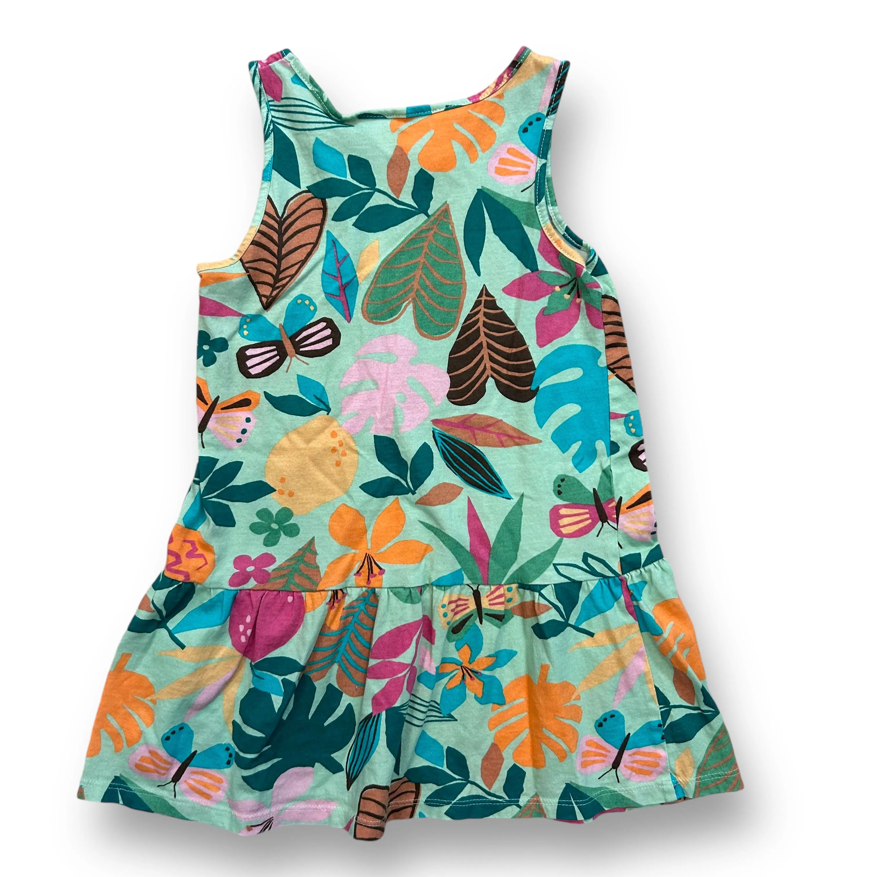 Girls H&M Size 3/4T Green Tropical Print Sleeveless Cotton Dress