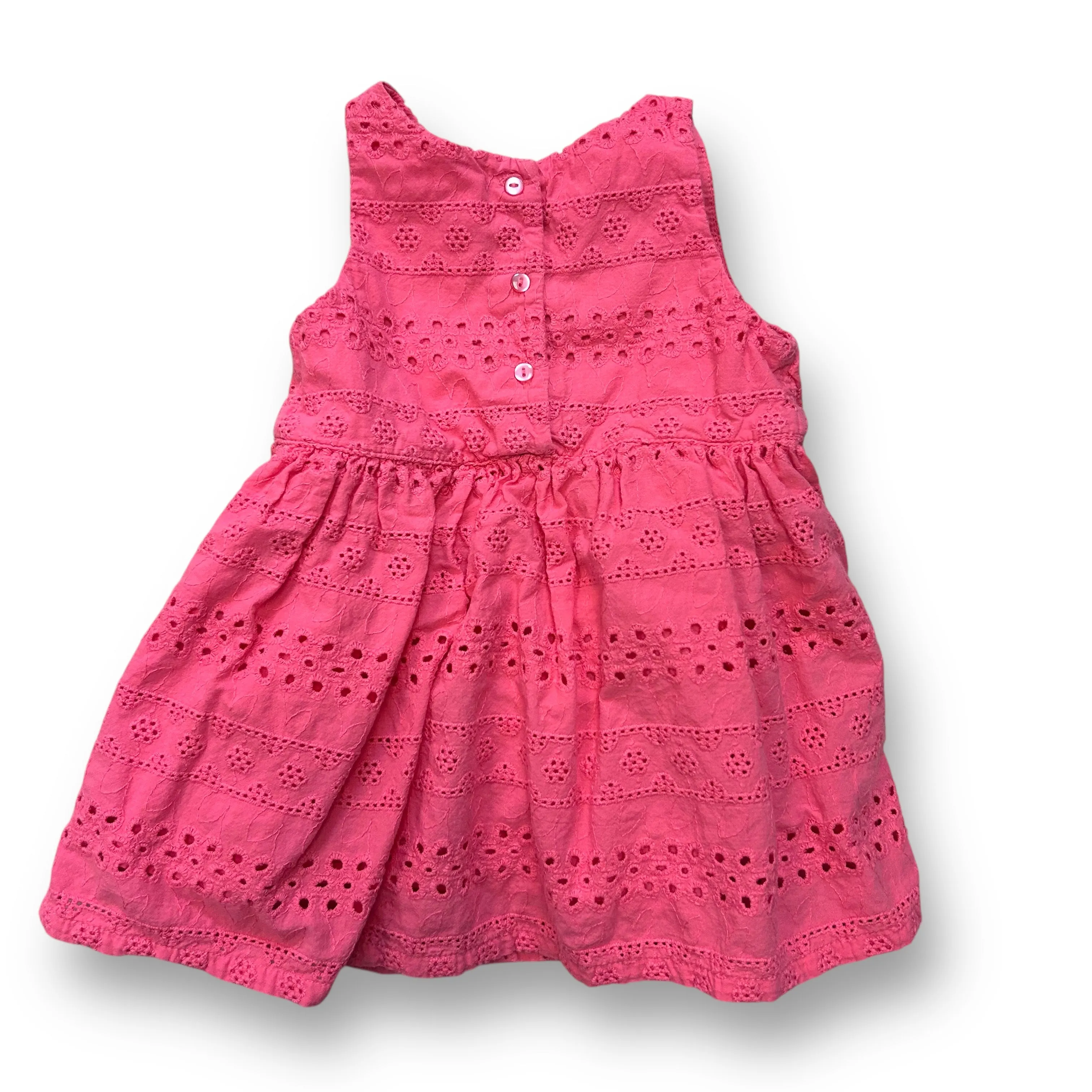 Girls H&M Size 9-12 Months Pink Sleeveless Eyelet Dress