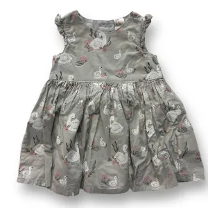 Girls H&M Size 9 Months Gray Swan Print Lightweight Sleeveless Dress