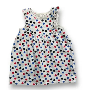 Girls H&M Size 9 Months White Polka Dot Sleeveless Ruffle Dress