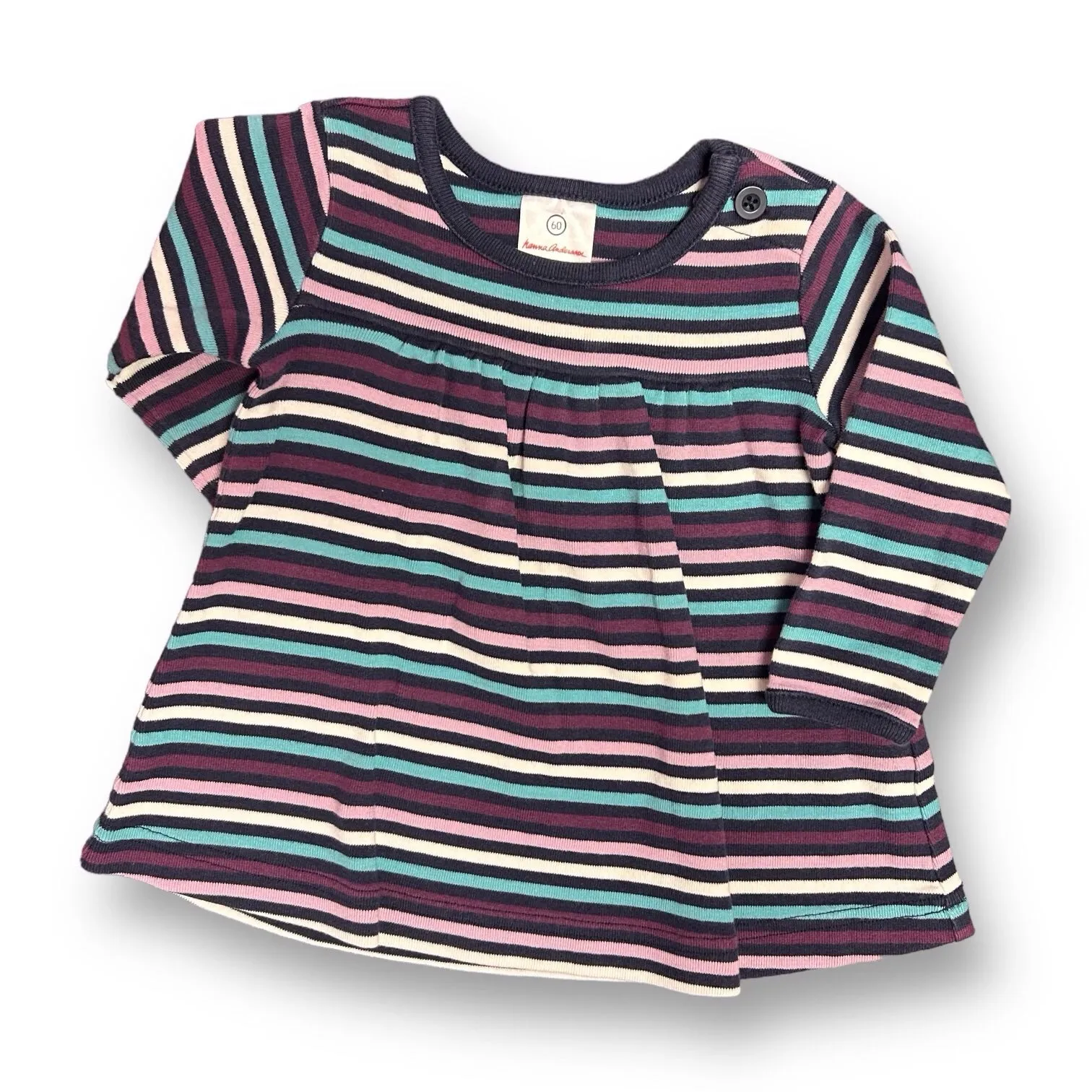 Girls Hanna Andersson Size 60 / 3-6 Months Navy & Purple Striped Dress