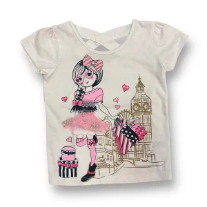 Girls Healthtex Size 2T White & Pink Paris Short Sleeve Shirt