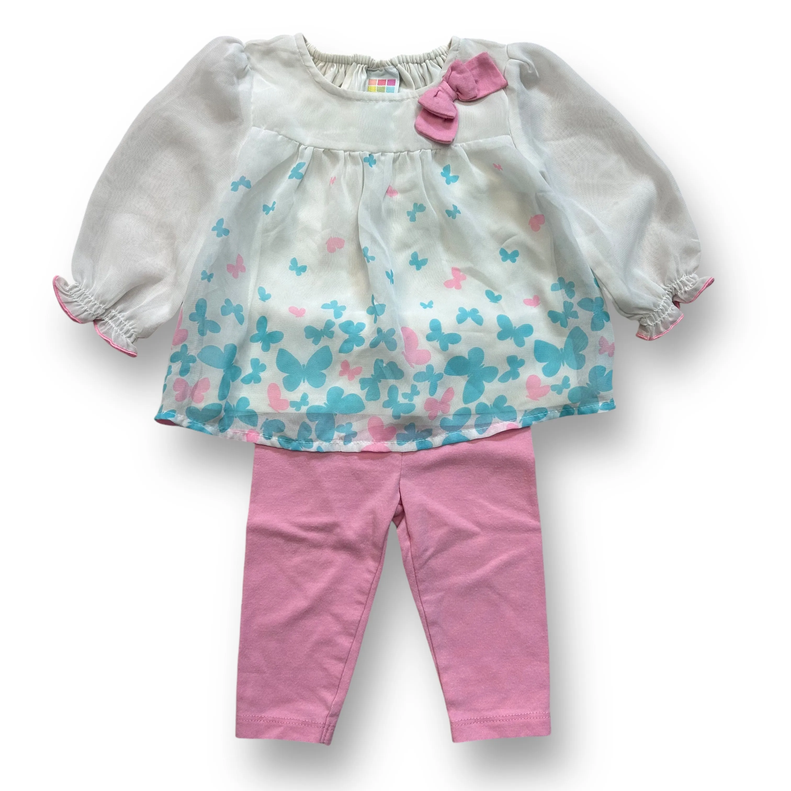 Girls Healthtex Size 3-6 Months Butterfly Blouse & Leggings Outfit