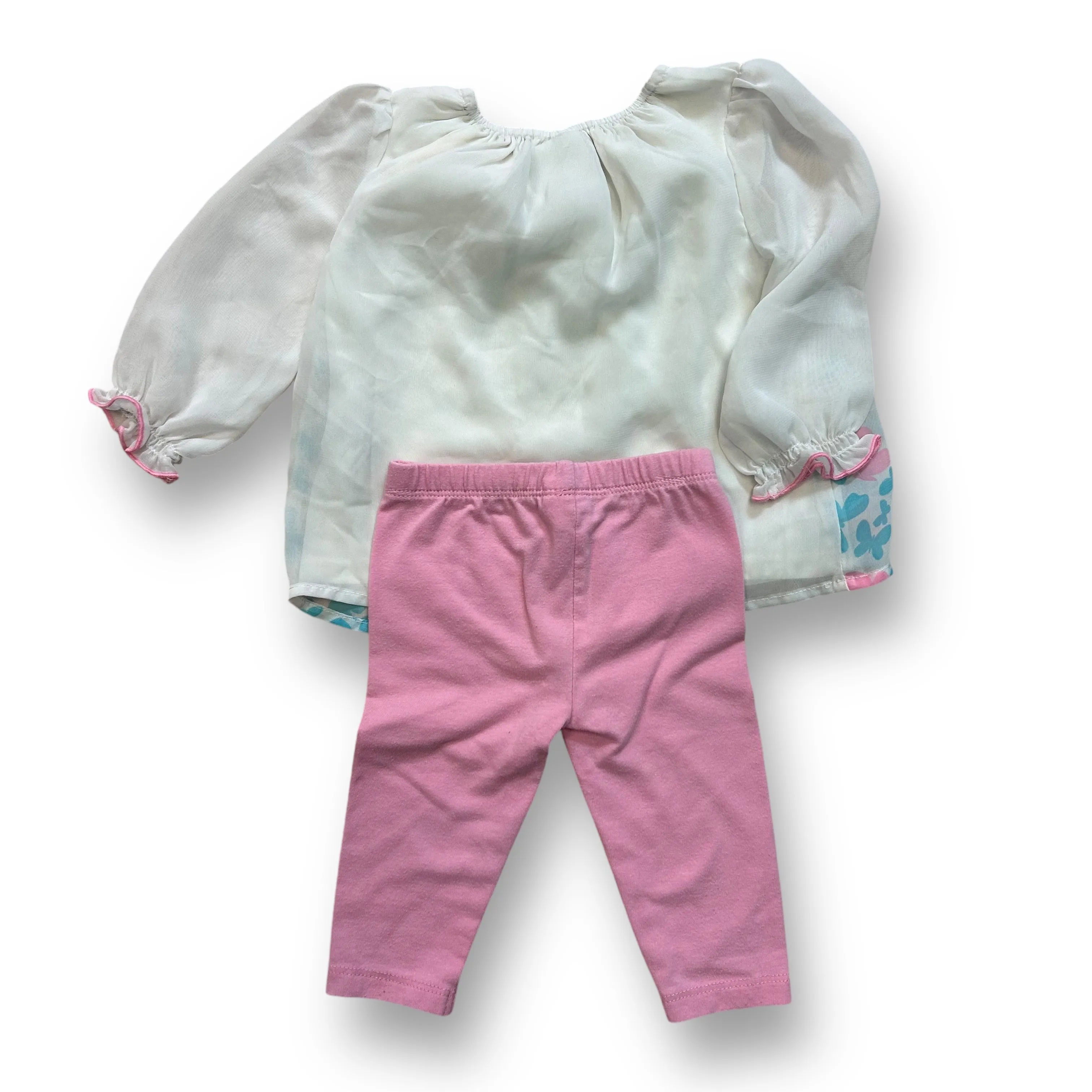 Girls Healthtex Size 3-6 Months Butterfly Blouse & Leggings Outfit