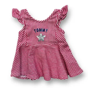 Girls Hilfiger Size 18 Months Red & White Striped Sleeveless Shirt