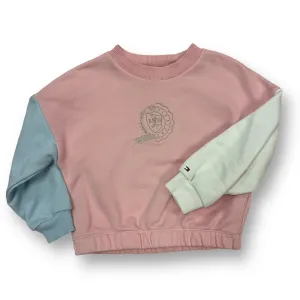 Girls Hilfiger Size 5 Pink & Blue Pullover Cropped Sweatshirt