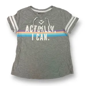 Girls Ideology Size 10/12 M Gray Tie-Front Short Sleeve Shirt