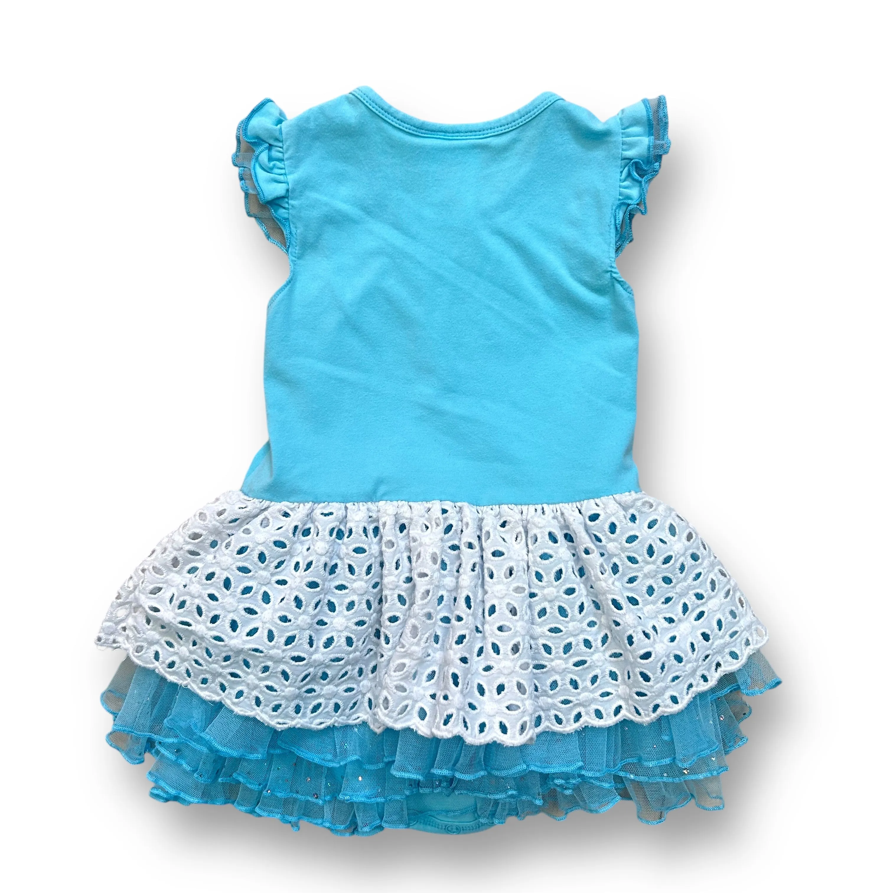 Girls Iris & Ivy Size 24 Months Aqua & White Sleeveless Tulle Bottom Dress