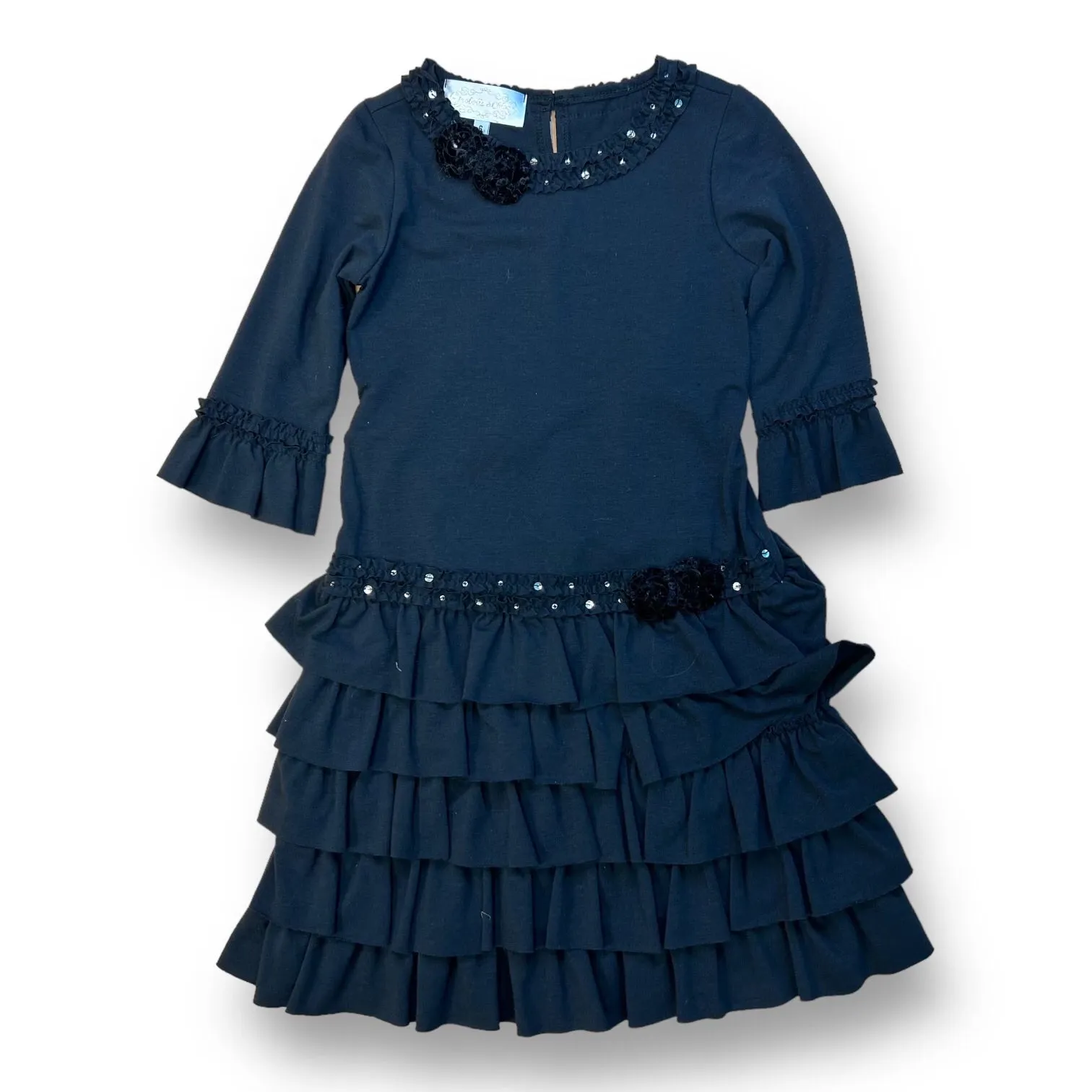 Girls Isobella & Chloe Size 6 Black Ruffled Boutique Dress