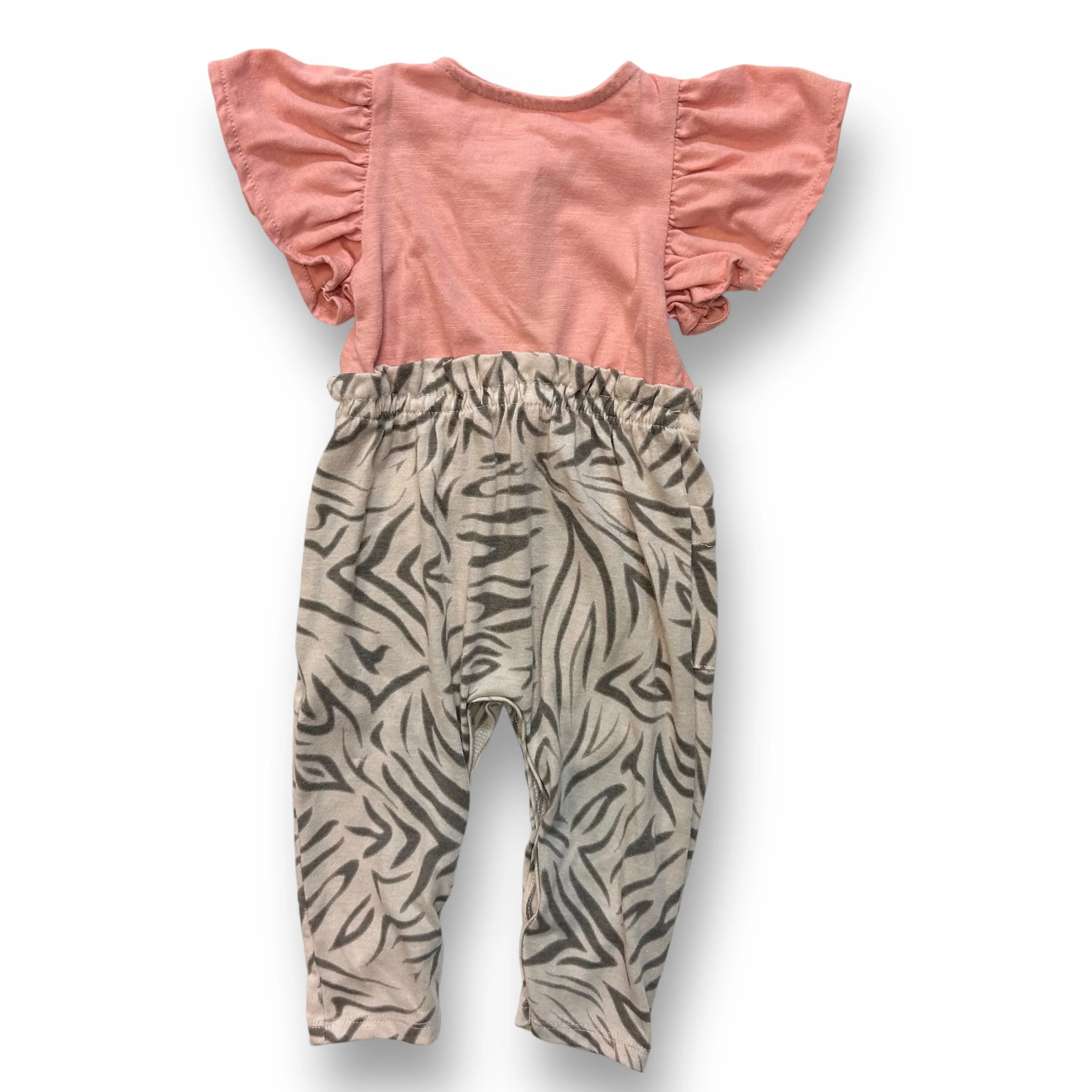 Girls Jessica Simpson Size 6-9 Months Pink & Gray Ruffled Jumpsuit