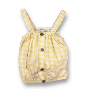 Girls Jessica Simpson Size 6X Yellow & White Checkered Button Accent Crop Top