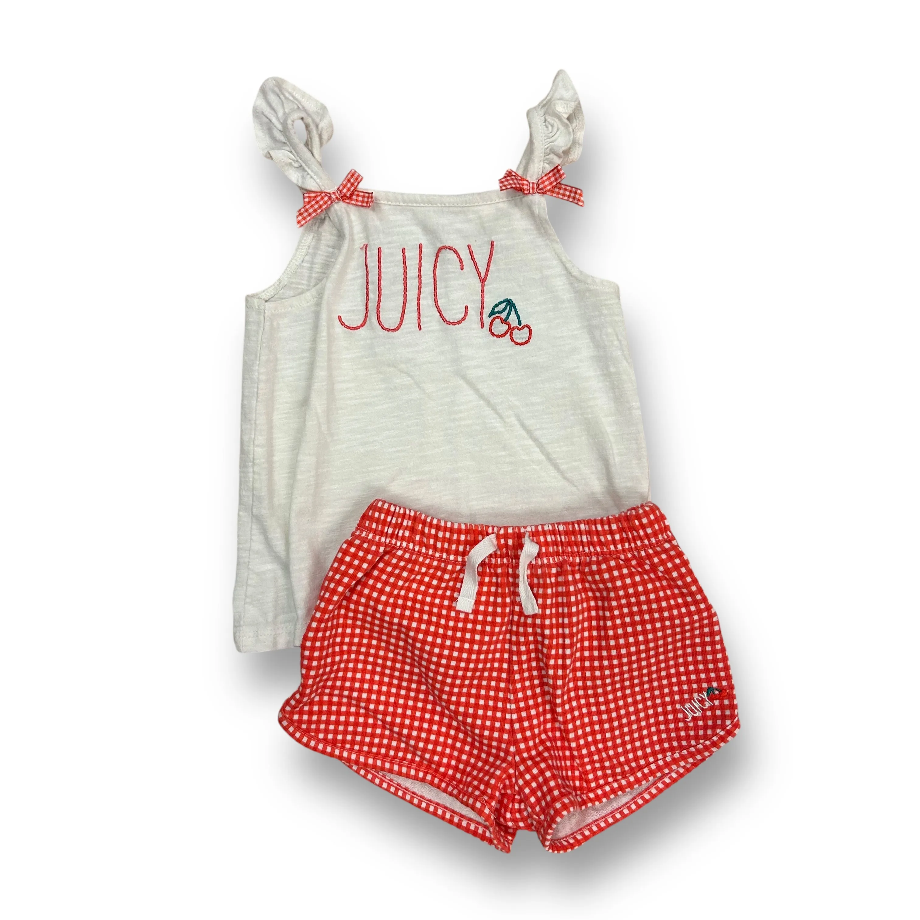 Girls Juicy Couture Size 4T Red & White Checkered Cherries 2-Pc Outfit
