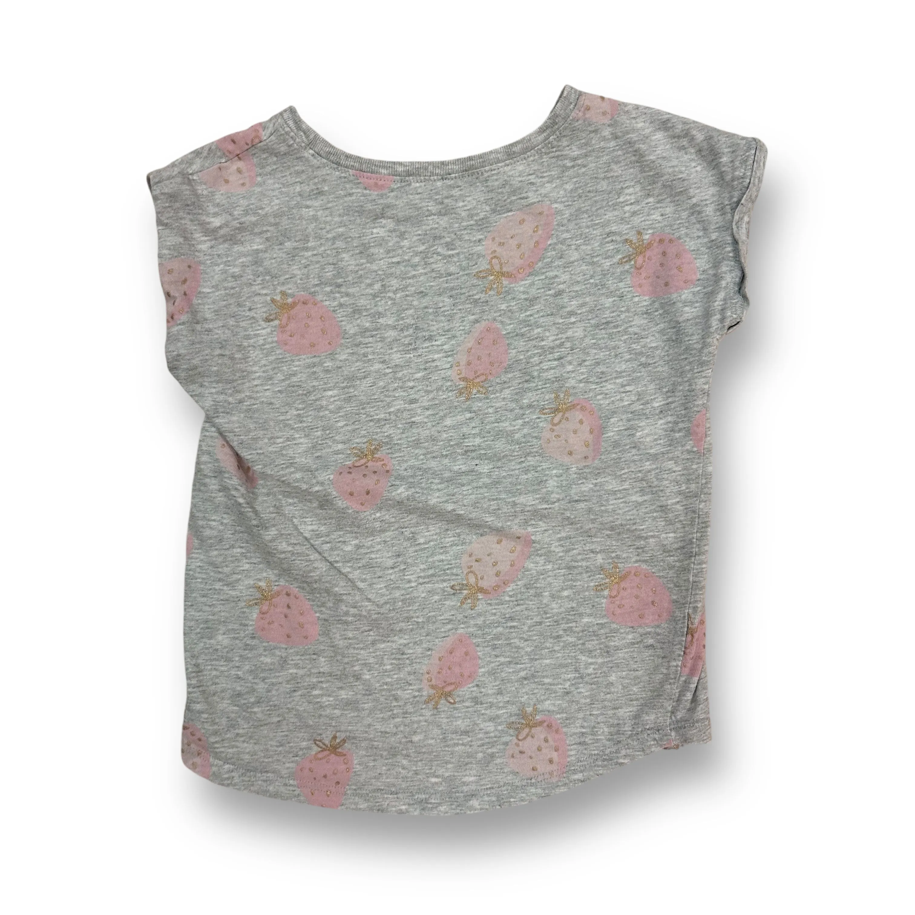 Girls Jumping Beans Size 5 Gray Strawberry Print Softest Tee