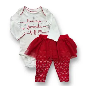 Girls Just One You Size 3 Months Red & White Tulle Skirted Christmas Outfit