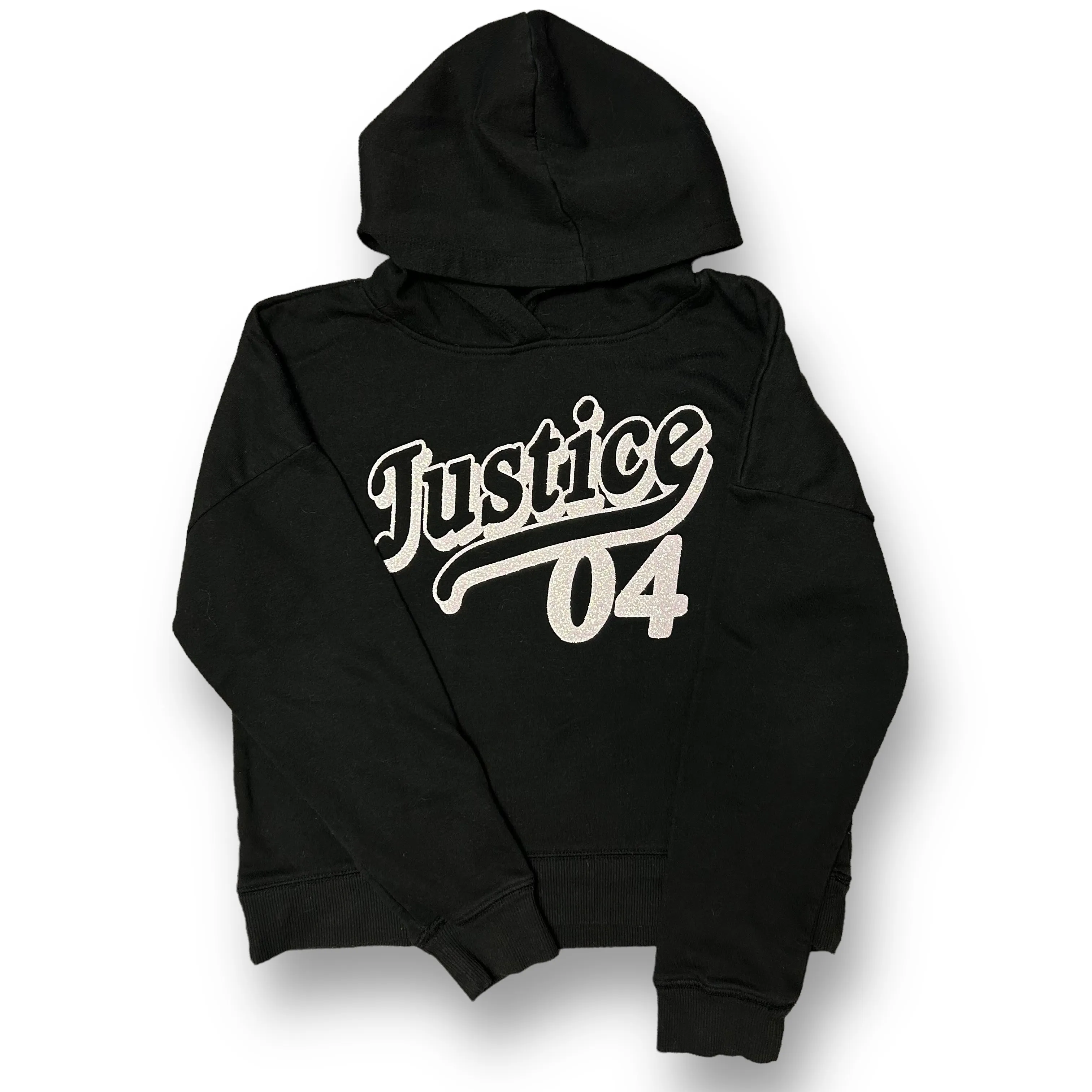 Girls Justice Size 12/14 Black Shimmer Logo Hoodie