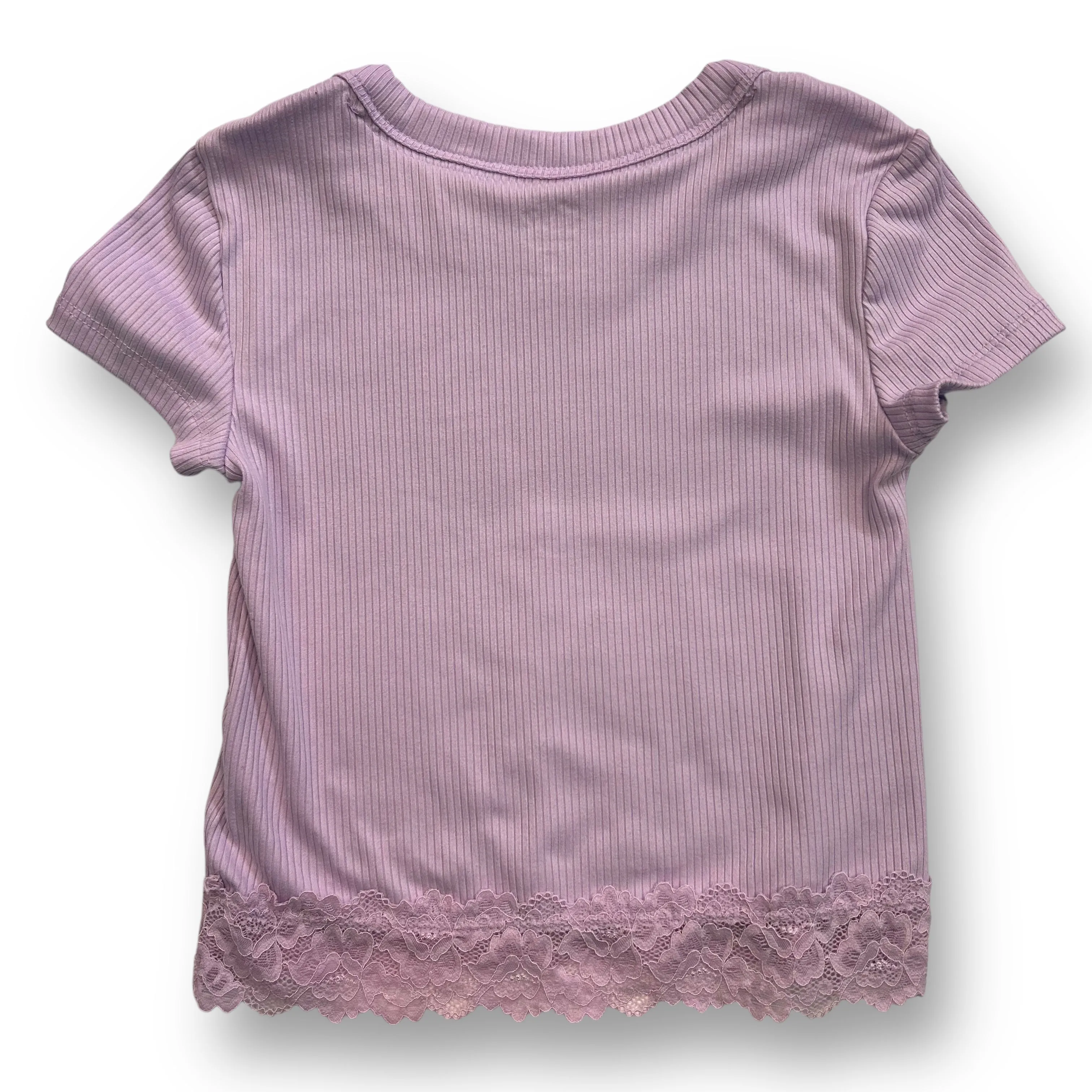 Girls Justice Size 5/6 Soft Ribbed Lavender Top with Lace
